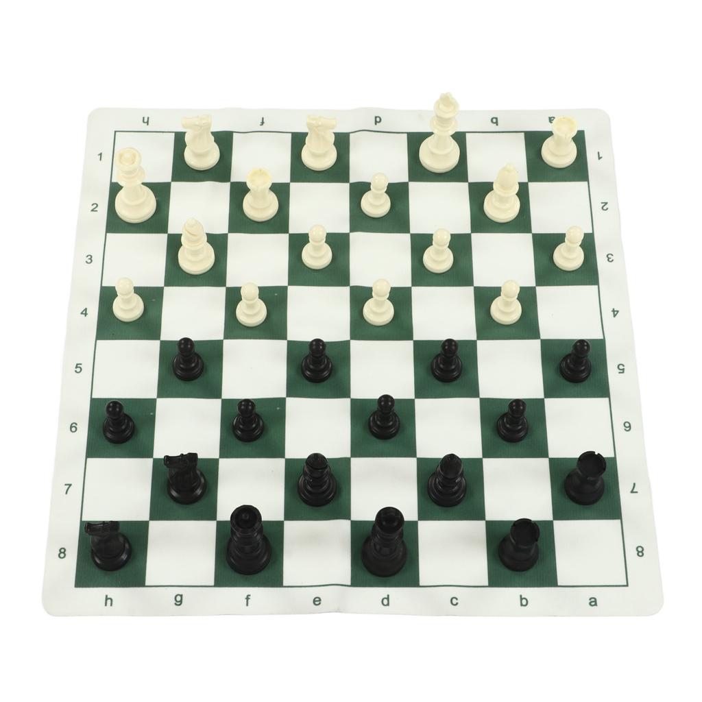 Chess Set with PP Chess Pieces Imitation Leather PU Chess Board Binding Velvet Bag Travel Chess Board Game Sets for Kids