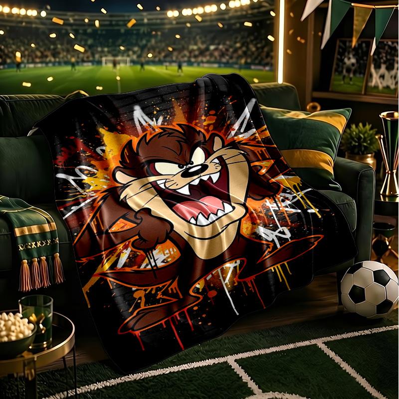 Tazma-nian Devil Spray Art Throws Blanket Flannel Blankets Plush for Couch Bed Gifts for Men Women Travel picnic blanket Christmas fan gifts