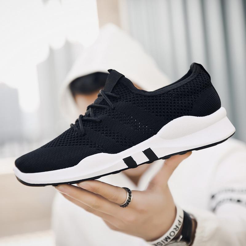Flying woven breathable sports men's shoes spring and autumn lace-up low-top shoes daily casual student shoes versatile little white shoes