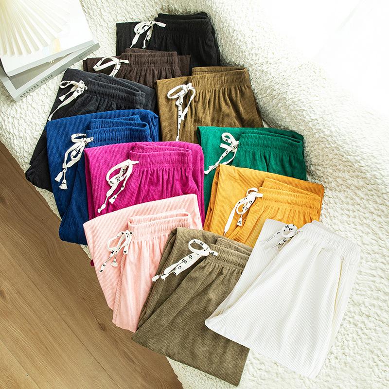 Вельветовые брюки, осенние и зимние драпированные брюки с высокой талией, повседневные широкие брюки