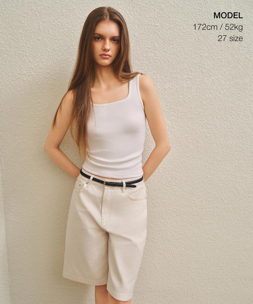 MUSINSA STANDARD WOMAN Женские широкие джинсовые шорты [Кремовый]