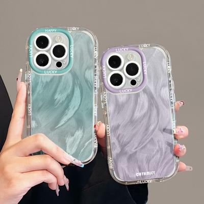 Ins Simple Gradient Подходит для Apple 16promax Чехол для мобильного телефона Iphone15plus Feather Cream 14/13