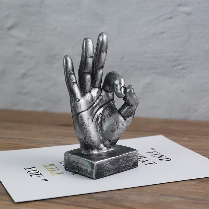 Gesture Finger Model Decoration Home Art Resin Victory Decoration Living Room Coffee Shop Creativity Vintage Desktop Crafts