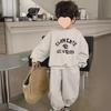 Boys' 2024 Spring/Autumn Korean Style Letter Pullover & Sweatpants Two-Piece Set