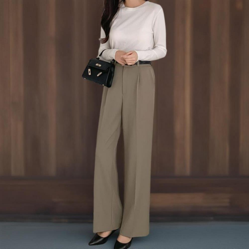 New Arrivals Open Run Women Pintuck Wide Slacks Back Elastic Pants