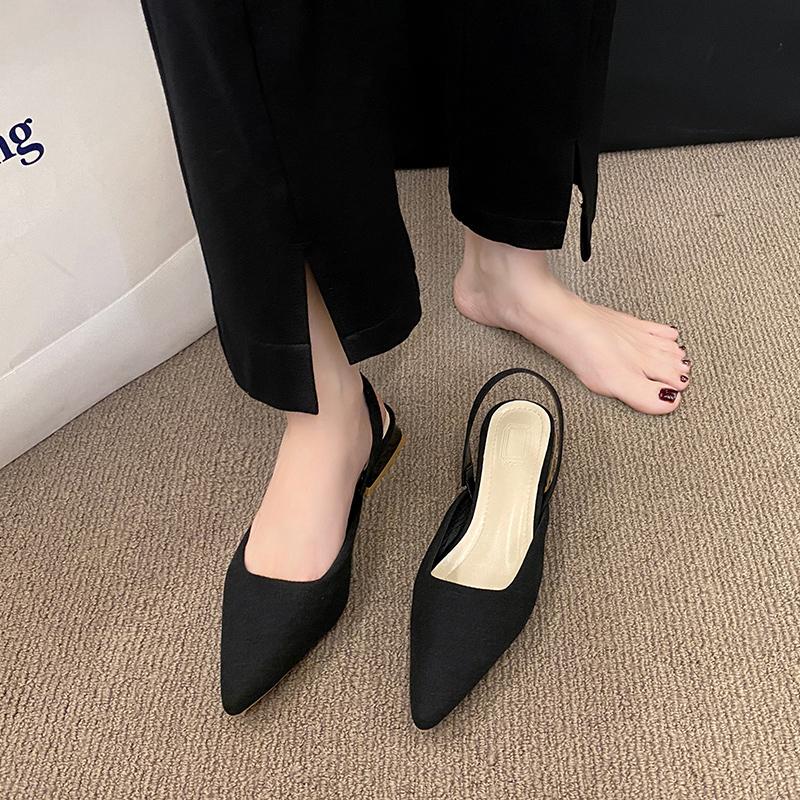 Летние женские новые сексуальные остроносые ретро однотонные туфли на высоком каблуке кожаные женские сандалии для банкета на открытом воздухе большого размера