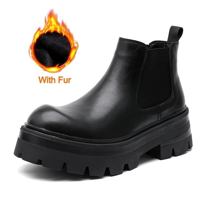 Британская мода мужские повседневные кожаные ботинки на щиколотке, нескользящие уличные ботинки «Челси», высокие деловые ботинки с толстой подошвой, дизайнерские туфли для инструментов