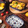 1pc Polish-style Ceramic Baking Tray with Handle, Easy To Hold, Suitable for Making Risotto and Baking Trays