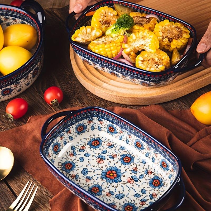 1pc Polish-style Ceramic Baking Tray with Handle, Easy To Hold, Suitable for Making Risotto and Baking Trays