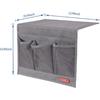 Bedside Storage Organizer, Table Cabinet Bedside Organizer Caddy for Remotes Phone Glasses (Classic 4 Pockets-Grey)