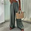 Женские брюки свободного покроя с широкими штанинами и эластичным поясом, повседневные брюки свободного кроя, однотонные, тонкие, длинные, повседневная одежда