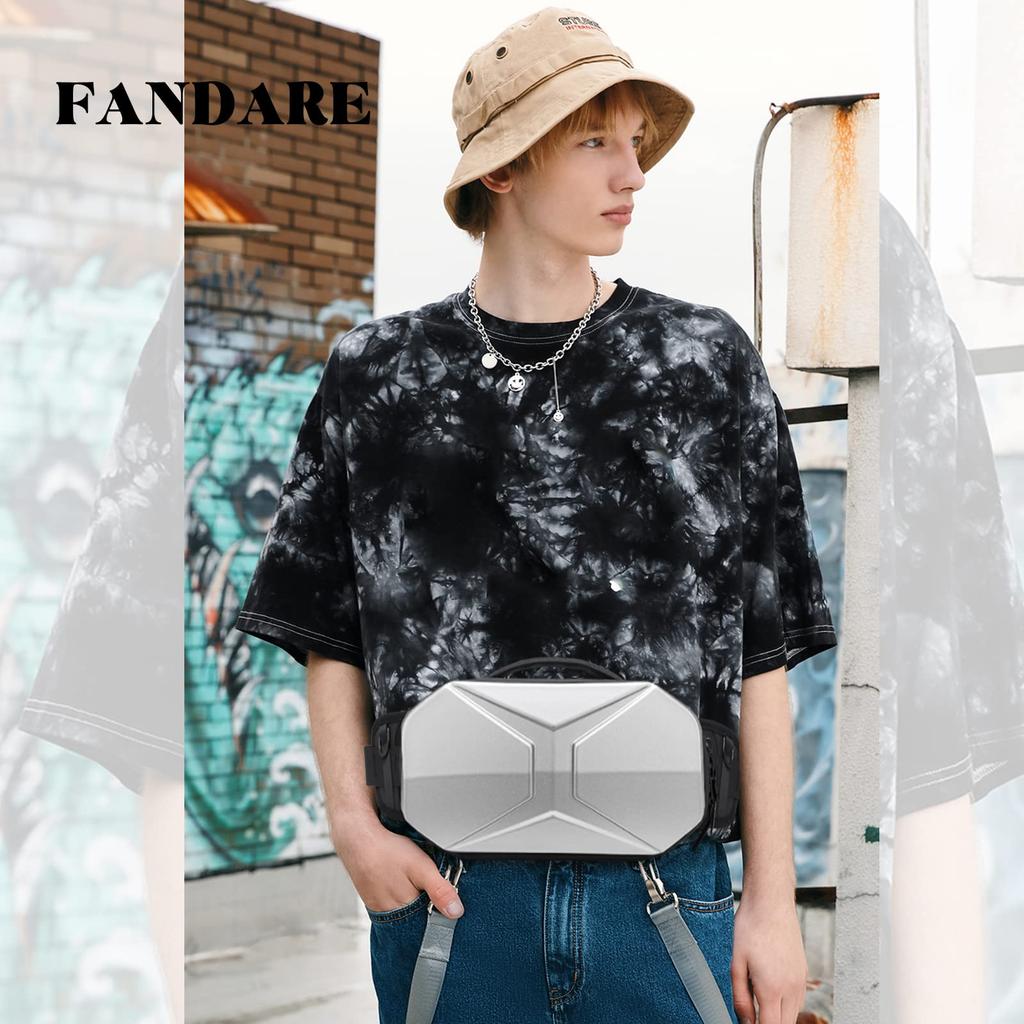 FANDARE Waterproof Waist Stylish Waist Pouch with USB Charging Compatible with Crossbody Popular for and Outdoor Silver Men's Bag, Port, 7.9-inch