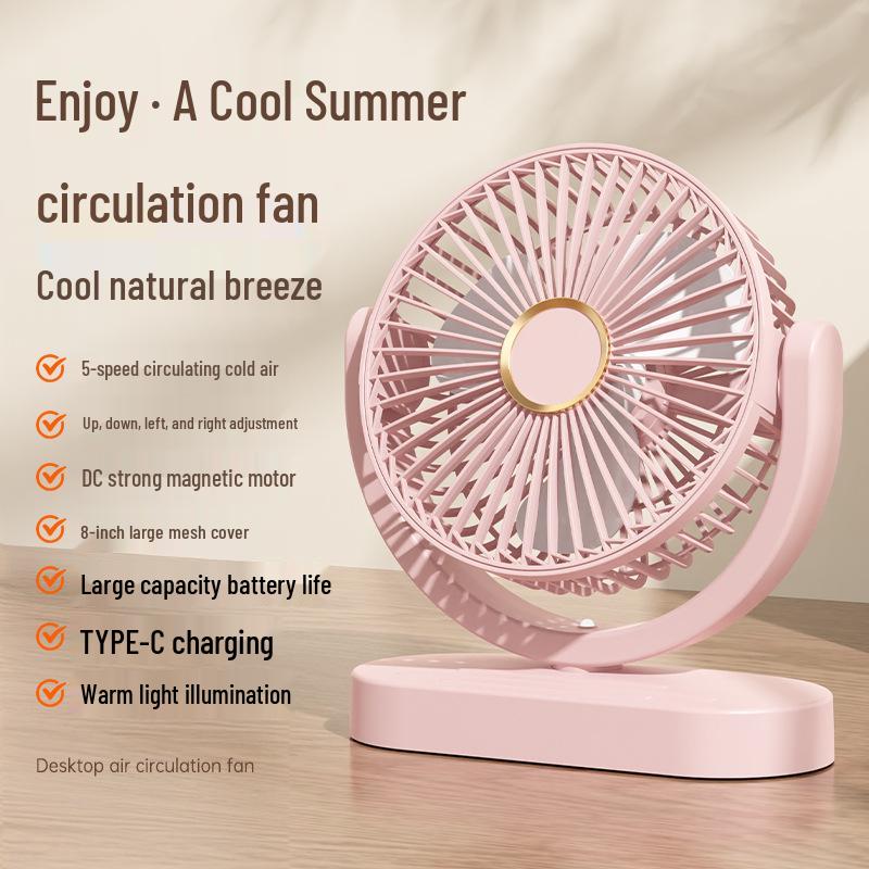 Dual-Head USB Rechargeable Night Light Fan for Air Circulation – Ideal for Outdoor, Dorm, or Office with Long Battery Life