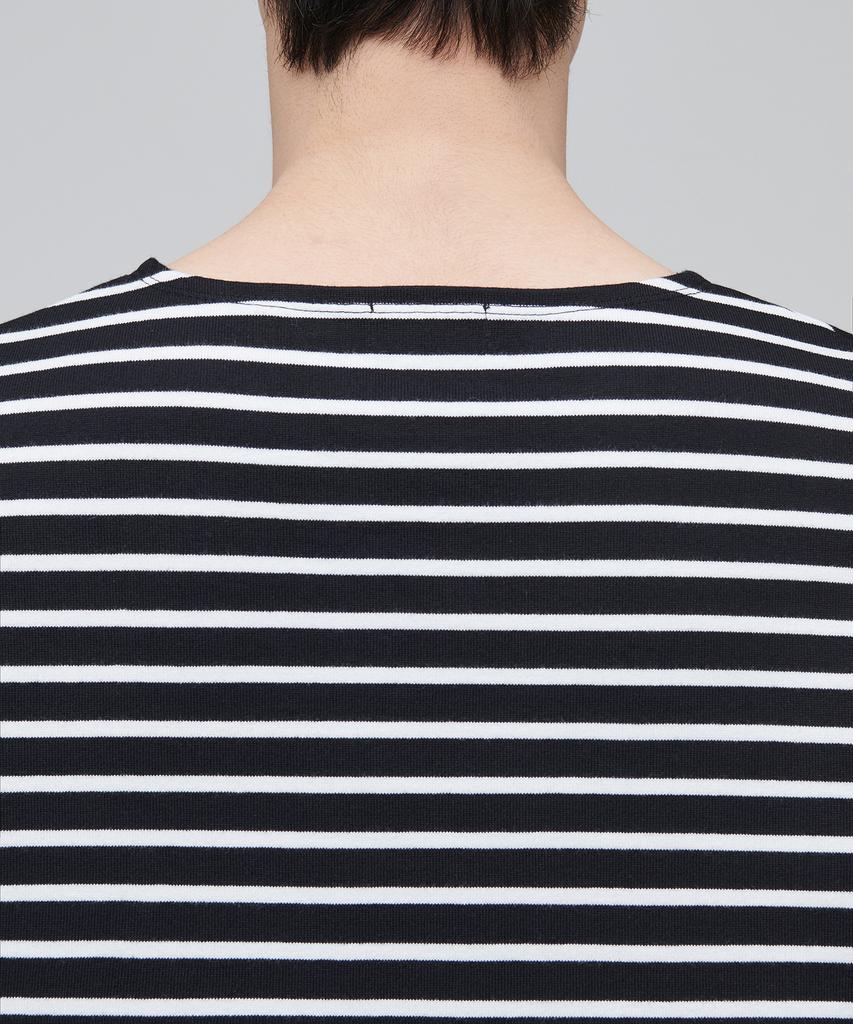 MUSINSA STANDARD Striped Boat Neck Long Sleeve T-Shirt [Black/Ivory]