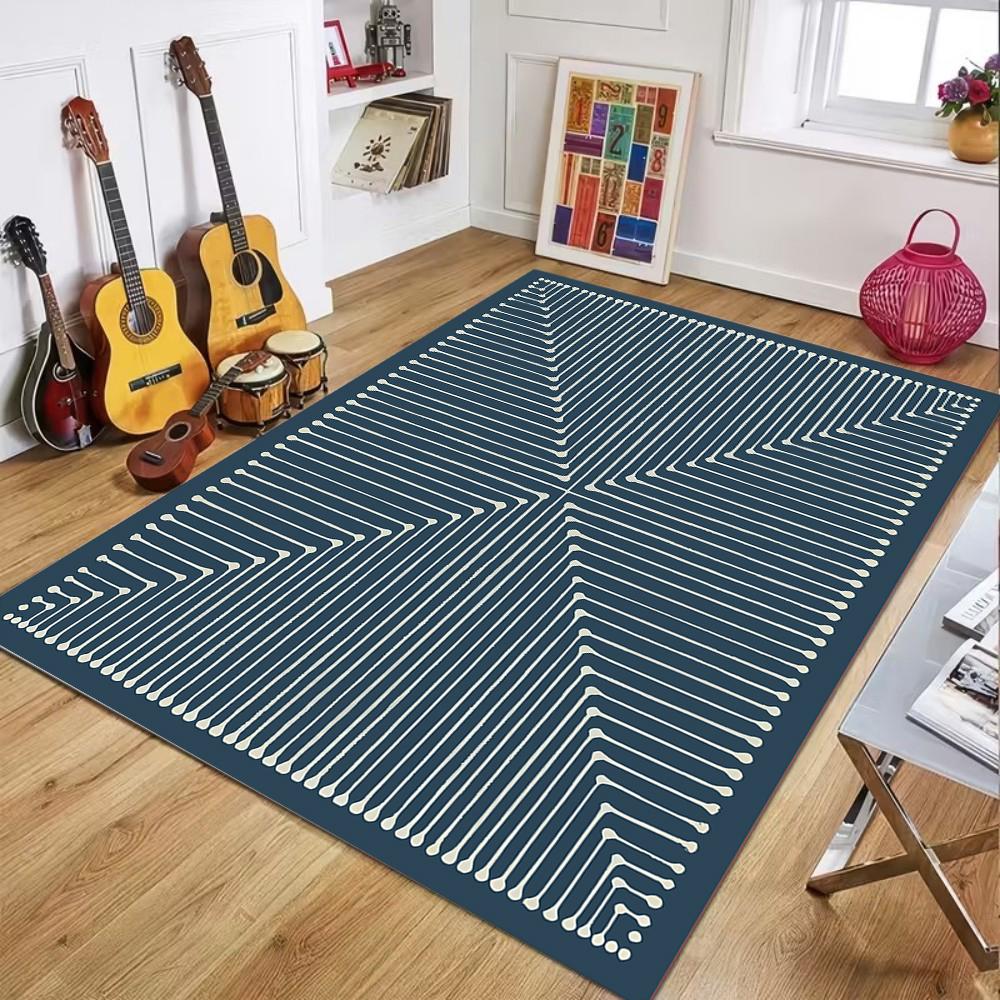 Geometric Line Pattern Living Room Carpet Modern Art Home Decor Area Rug Soft Non-slip Floor Mat for Bedroom Hallway