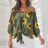 Женский сексуальный топ на одно плечо с завязками и принтом подсолнухов