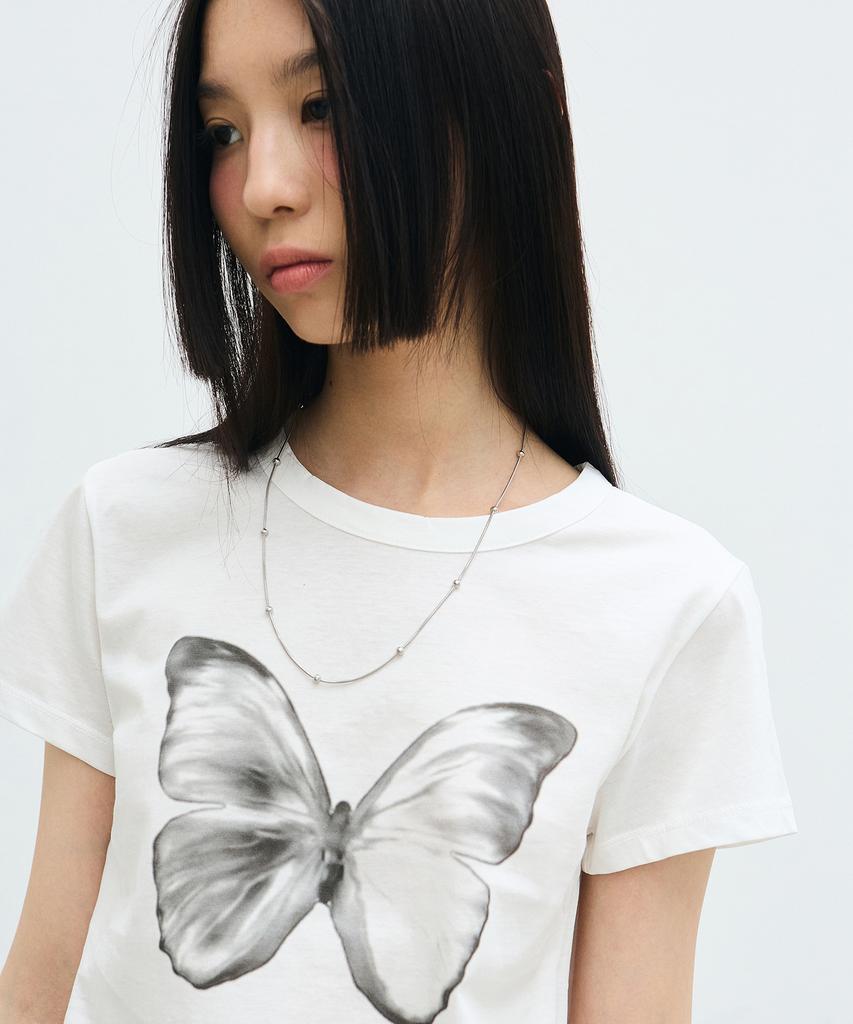 Nigaennikol Crop Top с мягкой расцветкой 'Бабочка'_Белый Черный