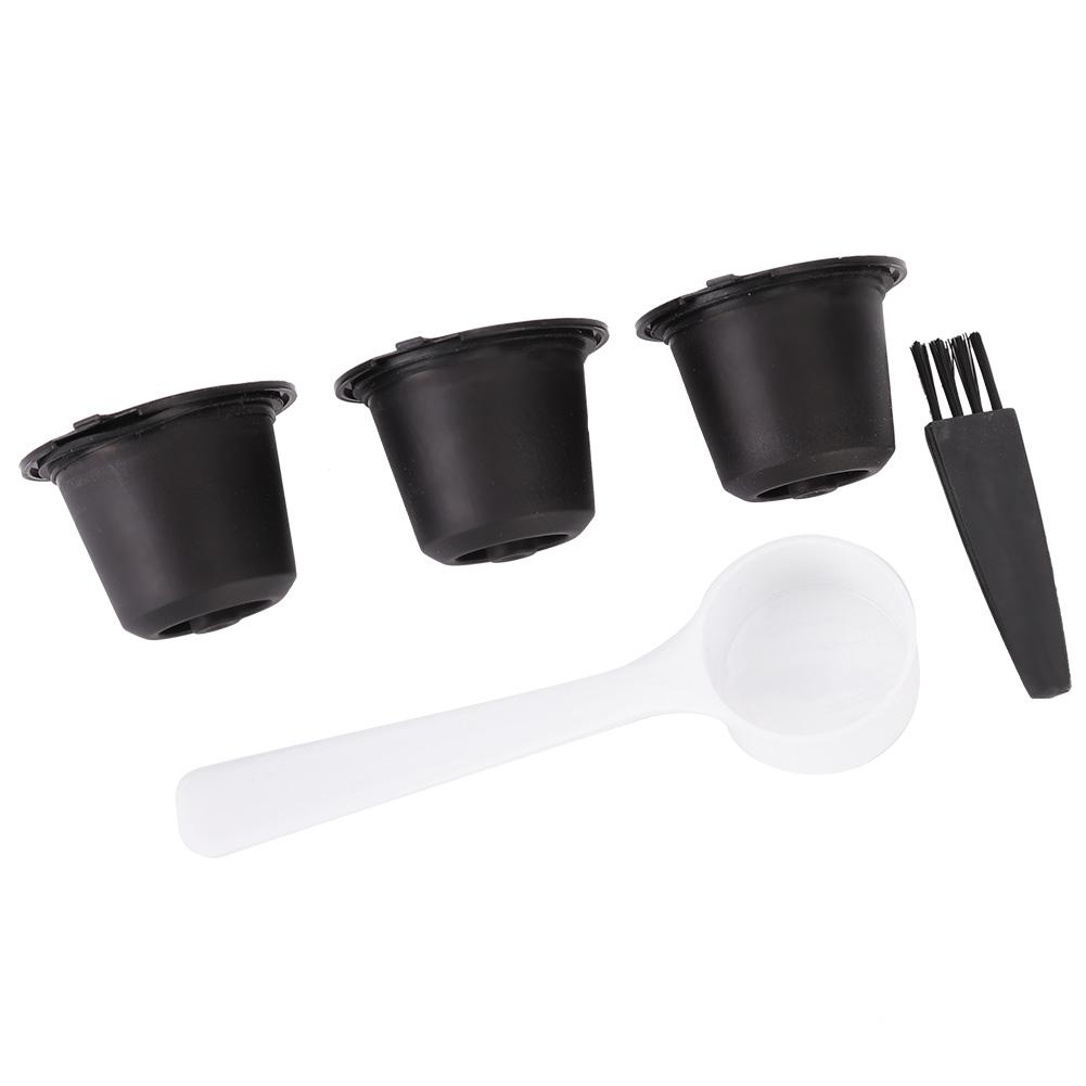 3Pcs Household Reusable Coffee Capsules Filter Refillable Capsules Cup Fit for Nespress (Black)