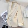 Spring Autumn Elegant Women's Blazer Coat Stand Up Collar Long Sleeve Female Coats Loose Office Lady Outwear