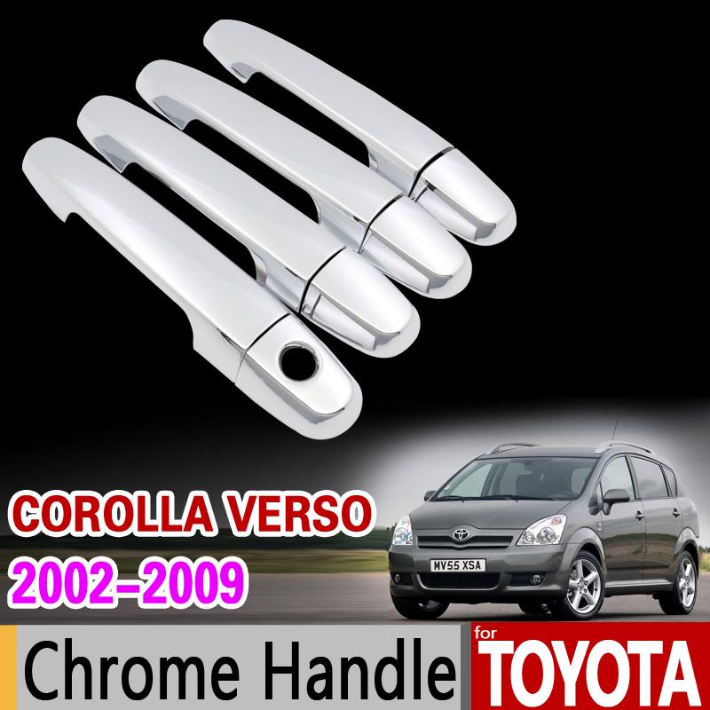 for Toyota Corolla Verso 2002 - 2009 Chrome Handle Cover Trim E121 AR10 Sportsvan 2003 2004 2006 2008 Accessories Car Styling