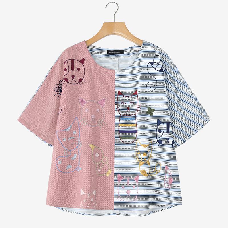 ZANZEA Женские повседневные футболки с круглым вырезом и рукавом 3/4, свободного кроя, в стиле пэчворк