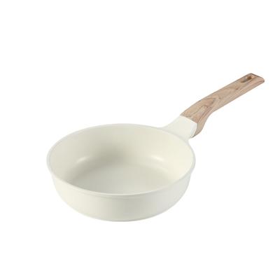 Серия CAROTE Сковорода Индукционная Газовая PFOA PFOS Глубокая Мраморная Легкая Совместимая со Всем Нагревом Бежевая Сковорода "Мороженое", 20 см, и Совместимая, и Без, 5-слойная