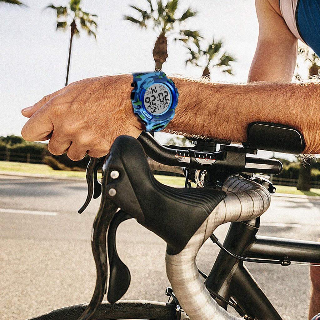 Цифровые часы 50 м водонепроницаемые дата день будильник светодиодный дисплей водонепроницаемые часы спортивные часы на открытом воздухе цифровые часы мужские многофункциональные