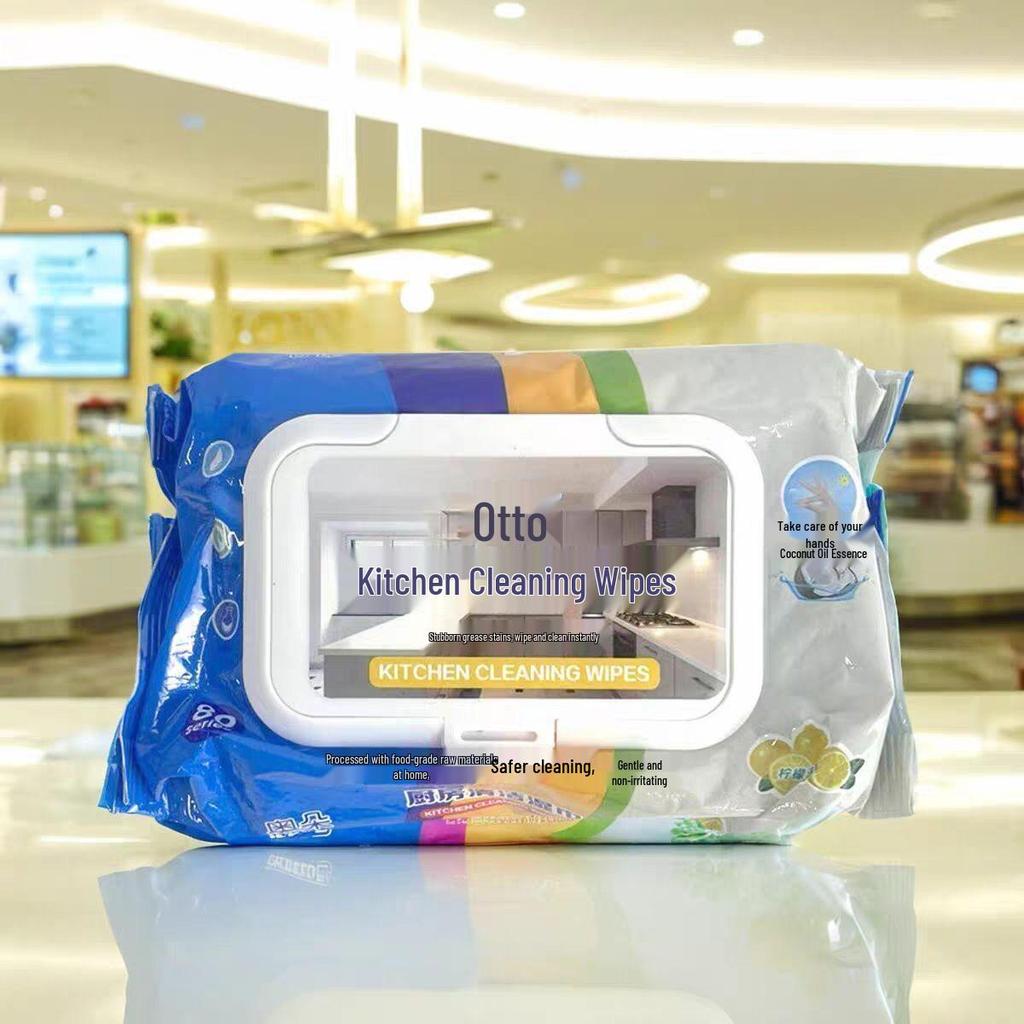 Большая упаковка кухонных влажных салфеток - 40 шт., Плотные и прочные для удаления жира, с повторно закрывающейся крышкой