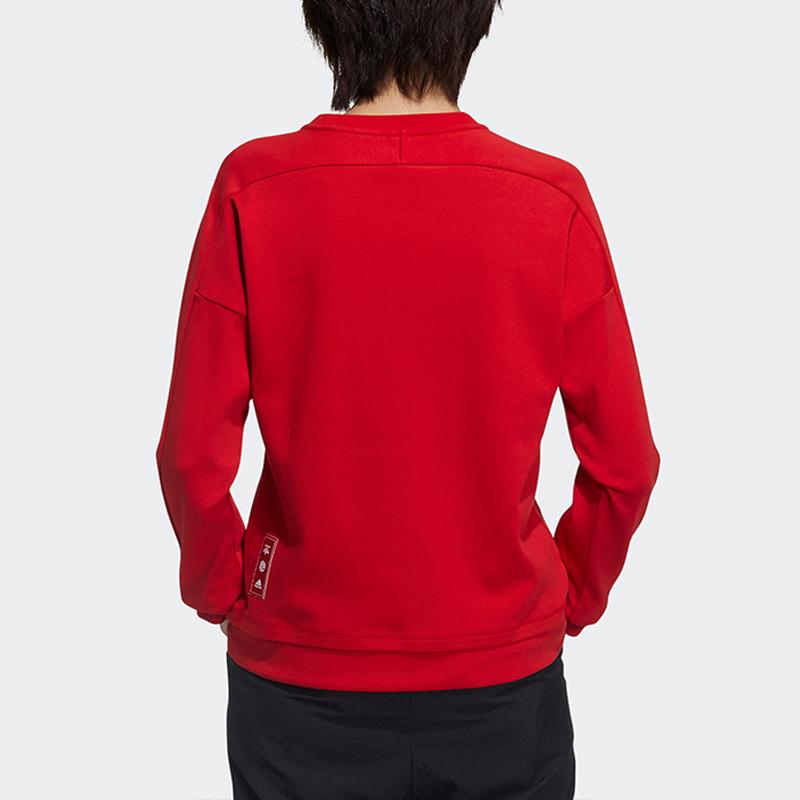 Adidas CNY Sweat Series Спортивный свитер с круглым вырезом и принтом, женские топы, светло-алые GP0708