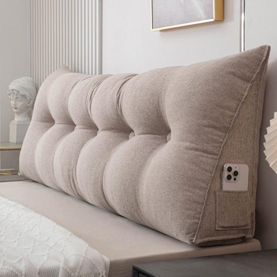 Подушка для изголовья с боковым карманом Льняная Треугольная Подушка-клин для изголовья Подушка-валик для кровати для поддержки плеч, спины, поясницы Общежитие Дом Спальня