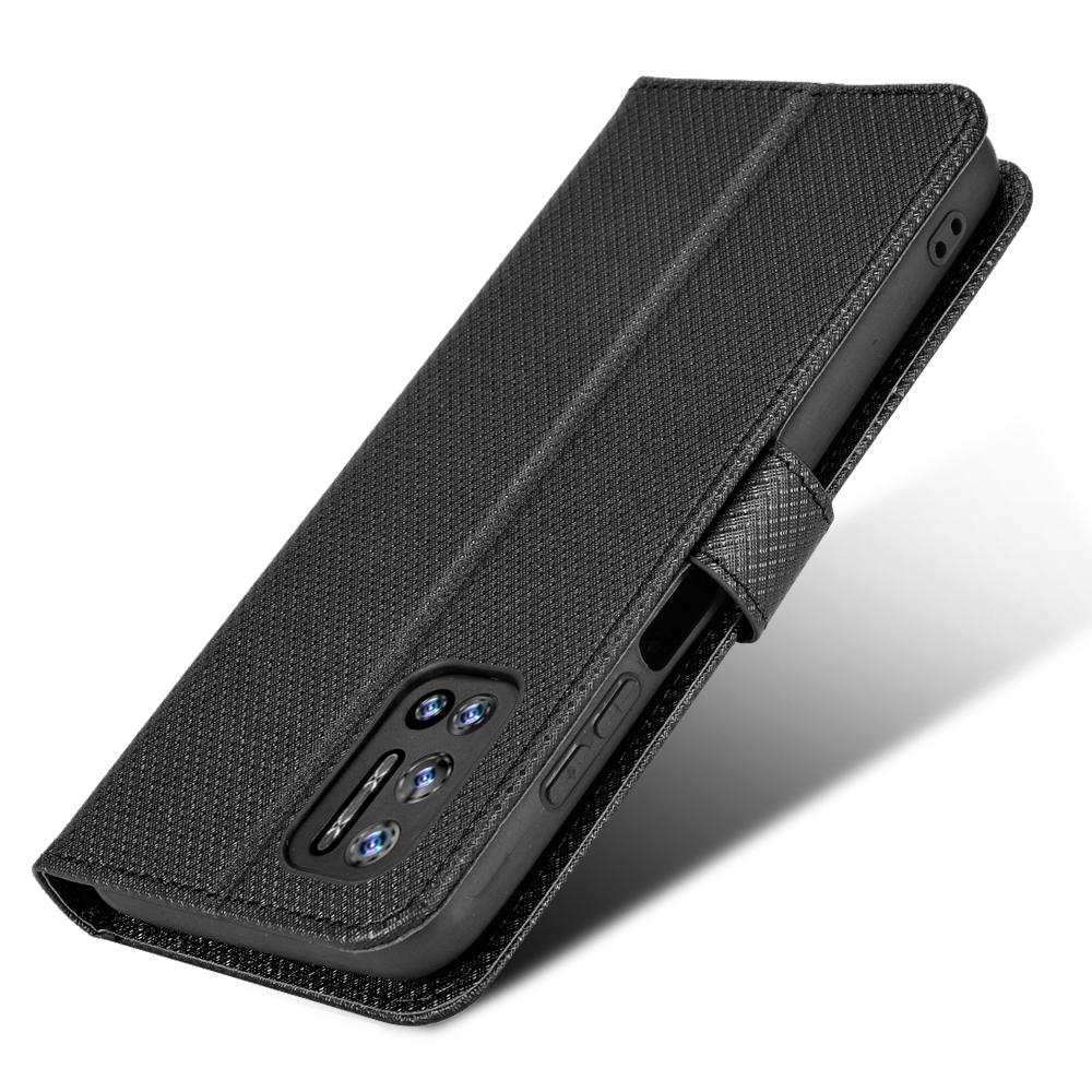 Чехол-бумажник для Doogee N40 Pro с подставкой и слотами для карт – Ударопрочный, пылезащитный, бизнес-уровня, с откидной крышкой, кожаный, с алмазным покрытием