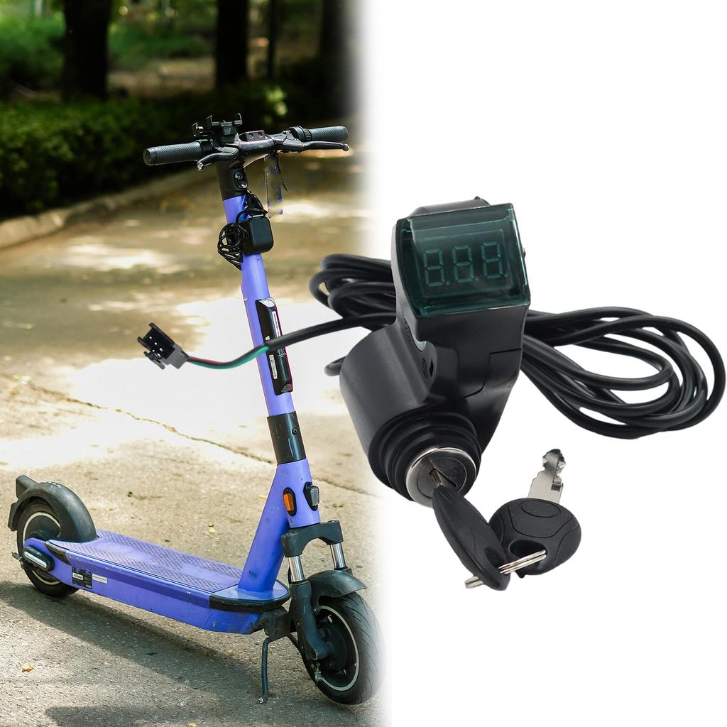Electric Scooter Thumb Throttle with LCD Display Electric Scooter Voltage Display with Key Lock for Electric Scooters
