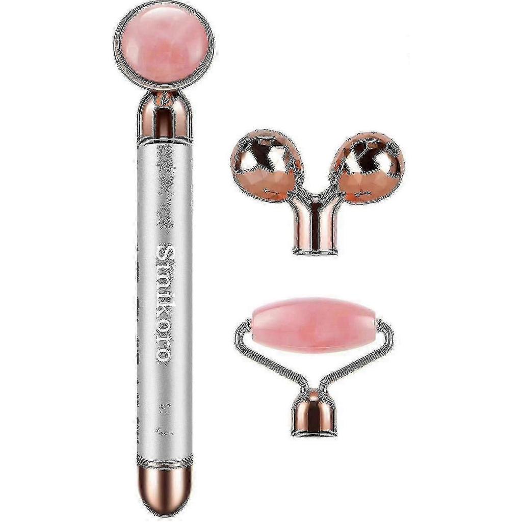 3 In 1 Electric Jade Massager 3d Roller And Facial Massager Rose Quartz