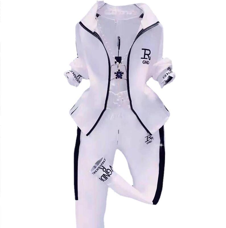 Весенне-осенний женский костюм с длинными рукавами, свитер и шаровары в стиле хип-хоп, спортивный костюм из двух частей