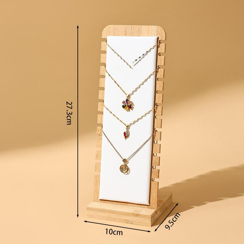 Fashion Wood Necklace Display Stand Large Capacity Pendant Bracelet Anklet Long Chain Jewelry Storage Rack Counter Showcase Prop