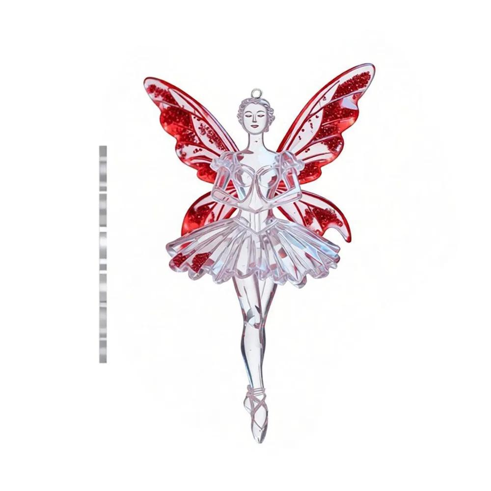 Новый 2D Плоский Рождественский Подвесной Кулон Балерина Блестящее Рождественское Дерево Подвесное Украшение Имитация Акриловый Брелок Шармы для Сумки