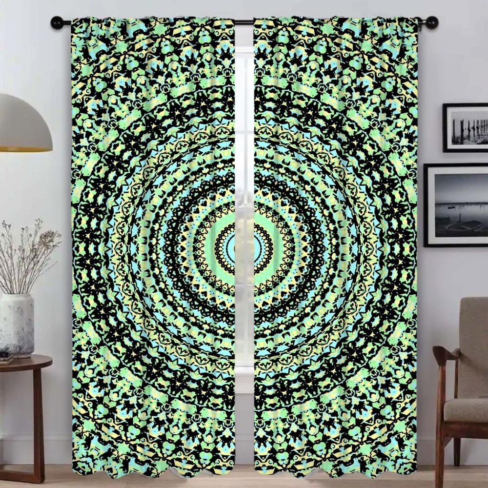 Шторы от комаров, 2 шт., яркие, с рисунком мандалы, современные шторы для гостиной, перегородки для камеры, затемняющие шторы