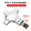 4 In 1 OTG Card Reader USB 2.0 To Type C IOS Micro Adapter TF Memory Card Adapter For PC iPhone Samsung Xiaomi Huawei Interface