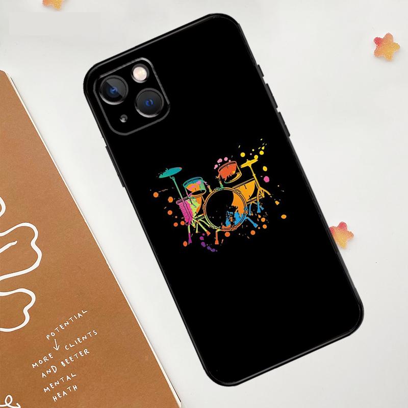 Чехол для телефона Apple iPhone 15 16 14 13 12 11 Pro Max Mini XR 15 16 Plus 16e с рисунком Музыкальный инструмент Барабан Защитная крышка