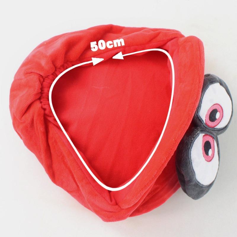 Cartoon Plush Hat, Mario Odyssey Costume Accessory, Soft Red Plush Mario Cap with Eyes, Perfect for Cosplay, Halloween, Birthday Gifts