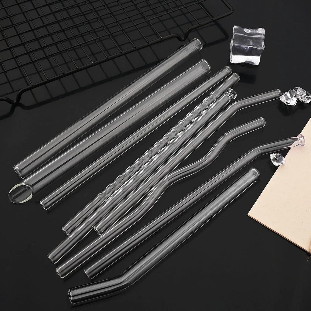 12mm High Borosilicate Glass Straw 4Pcs Reusable Eco Friendly Drinking Straws Set Bubble Tea Smoothies Bar Accessories
