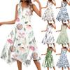 Women's Casual Fashion Round Neck Sleeveless Floral Print Irregular Hem Midi Dress