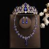DIEZI Baroque Bridal Rhinestone Crown Tiaras For Women Wedding Princess Queen Blue Crystal Tiaras Necklace Earrings Jewelry Sets