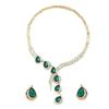 Fashion Celebrity Inspired Latest Stylish Fancy Gold Plated Crystal Earrings Necklace Jewellery Set for Women