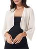 Womens 3/4 Sleeve Chiffon Cardigan Bolero Elegant Summer Ladies Wedding Wraps Shrug Bridal Shawl Evening Cover Up