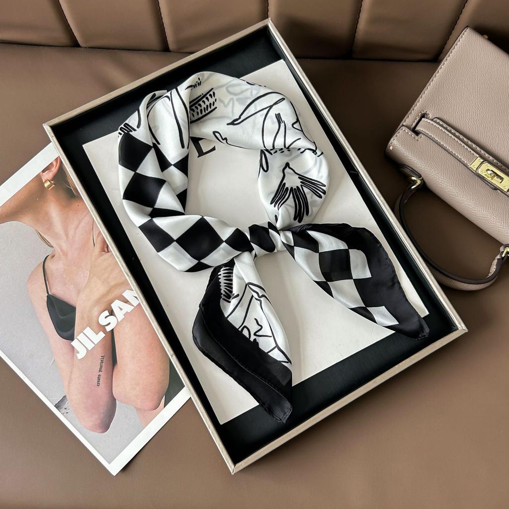 Шелковый шарф женский модный универсальный высокий смысл 70 квадратный шарф защита шеи шарф ретро шарф сумка