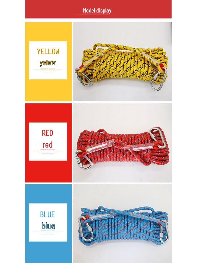 Polyester Static Climbing Rope for Outdoor Rock Climbing, Mountaineering, High-Altitude Work, Rappelling, and Lifeline Safety