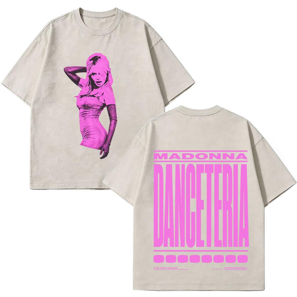Madonna Confessions Ii Album Tour 2026 Print Vintage Washed Tshirt Men Women Loose Casual Cotton Oversized Tshirt Streetwear