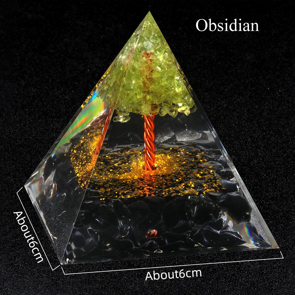 1 шт. Пирамида из натуральной каменной крошки, декоративная, Рейки, целебные камни, предметы интерьера, пирамида Древо жизни, настольный декор для дома, украшения, подарки на удачу