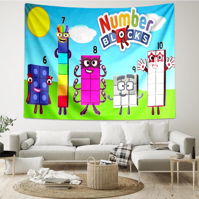 Number-Blocks Adventure Tapestry Hanging for Bedroom,Livingroom, Playroom,Decor Art Room Wall Tapestry Holiday and Birthday Gifts